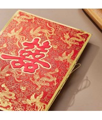 龍鳳雙舞▸經典中式龍鳳燙金款囍帖 A6556