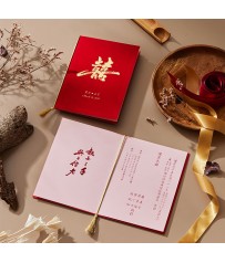 熱愛105度的 囍▸鵝絨觸感紙+金色流蘇 A8012