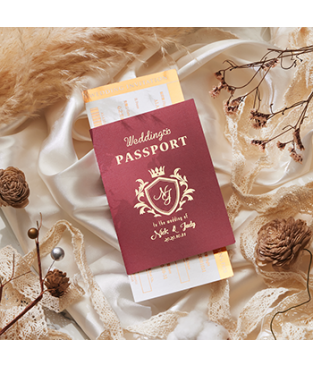 《PASSPORT》L8011 (護照型婚卡-玫瑰紅)(燙金機票A8092須另加購)